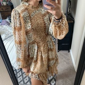 Burnt Orange/Tan Pattern Dress
